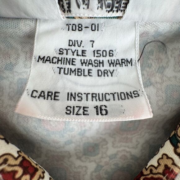 Vintage 70's Mens Sears Button Down Shirt M Pointy Collar Retro Disco Medallion - Picture 10 of 13